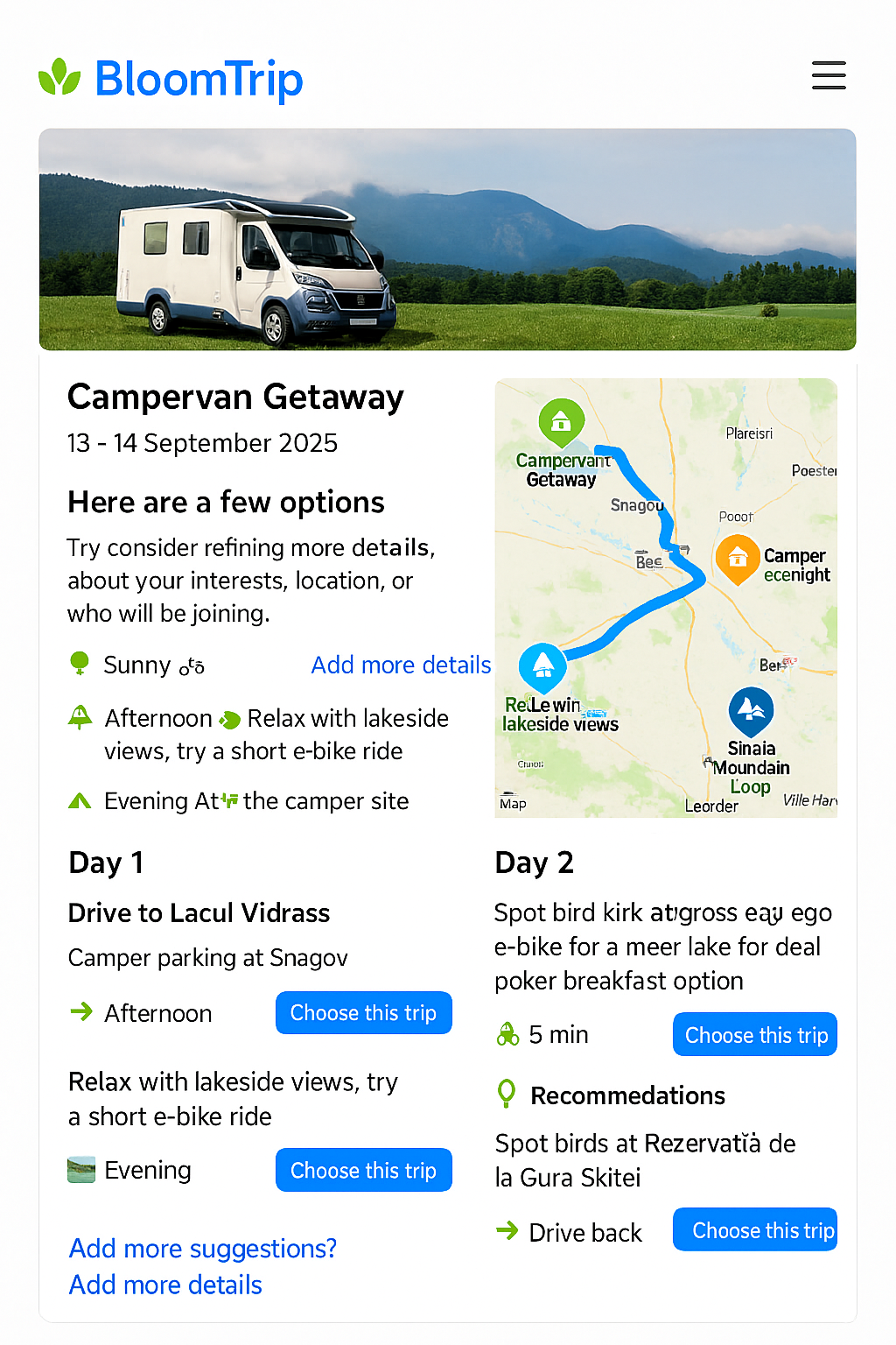 Example day detail card layout